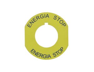 Tabliczka opisowa żółta okrągła fi42 ENERGIA STOP ST22-4509P02