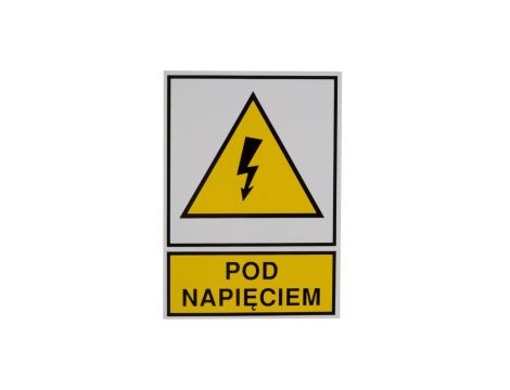 Tabliczka /znak ostrzegawczy/ TZO 74X105S /POD NAPIĘCIEM/ E04TZ-01011120800 /10szt./