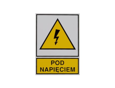 Tabliczka /znak ostrzegawczy/ TZO 52X74S /POD NAPIĘCIEM/ E04TZ-01011110800 /10szt./