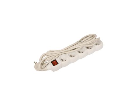 Przedłużacz z wyłącznikiem 5-gniazd z/u 5m /H05VV-F 3G1/ biały P1515