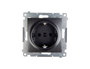 Simon 54 Gniazdo pojedyncze SCHUKO z/u 16A IP20 z przesłoną torów antracyt DGSz1Z.01/48