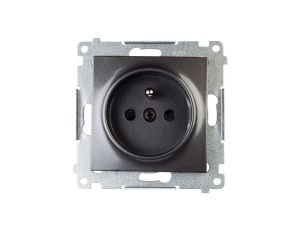 Simon 54 Gniazdo pojedyncze z/u 16A IP20 z przesłoną torów antracyt DGZ1Z.01/48