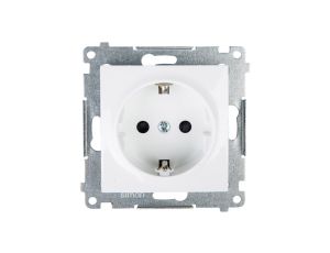 Simon 54 Gniazdo pojedyncze SCHUKO z/u 16A IP20 z przesłoną torów białe DGSz1Z.01/11