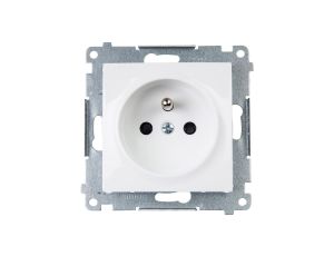 Simon 54 Gniazdo pojedyncze z/u 16A IP20 z przesłoną torów białe DGZ1Z.01/11
