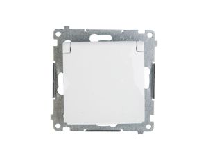 Simon 54 Gniazdo pojedyncze z/u 16A IP44 z przesłoną torów z klapką białe DGZ1BUZ.01/11