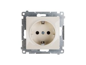 Simon 54 Gniazdo pojedyncze SCHUKO z/u 16A IP20 z przesłoną torów kremowe DGSz1Z.01/41