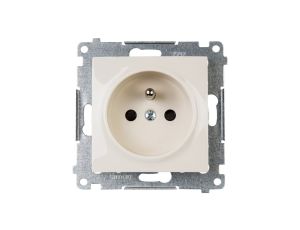 Simon 54 Gniazdo pojedyncze z/u 16A IP20 z przesłoną torów kremowe DGZ1Z.01/41