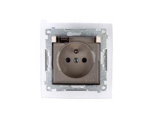 Simon 54 Gniazdo bryzgoszczelne z/u IP44 z klapką transparentną kremowe DGZ1BZ.01/41A