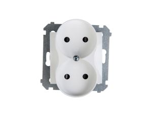 Simon 54 Gniazdo podwójne b/u 16A IP20 białe DG2MZ.01/11