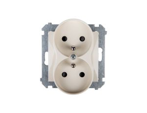 Simon 54 Gniazdo podwójne z/u 16A IP20 z przesłoną torów kremowe DGZ2MZ.01/41
