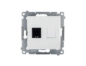 Simon 54 Gniazdo komputerowe pojedyncze RJ45 kat.6 z przesłoną białe D61.01/11