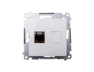 Simon 54 Gniazdo komputerowe pojedyncze RJ45 kat.6 ekranowane z przesłoną białe D61E.01/11