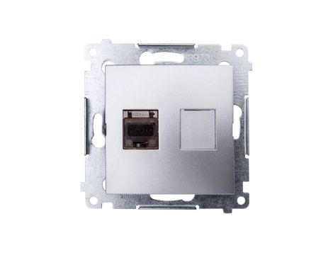 Simon 54 Gniazdo komputerowe pojedyncze RJ45 kat.6 ekranowane z przesłoną srebrny mat D61E.01/43