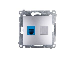 Simon 54 Gniazdo telefoniczne pojedyncze RJ12 srebrny mat DT1.01/43