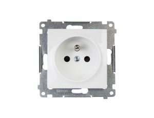 Simon 54 Gniazdo pojedyncze z/u 16A IP20 z przesłoną torów białe szybkozłącza, DGZ1CZ.01/11