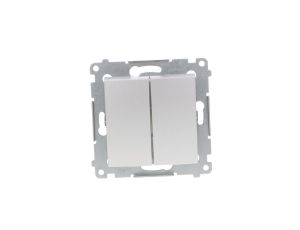 Simon 54 Łącznik bryzgoszczelny świecznikowy IP44, szybkozłącza, srebrny mat DW5B.01/43