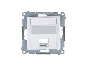 Simon 54 Pokrywa gniazda teleinformatycznego pojedynczego RJ Keystone skośna z polem opisowym biała DKP1S.01/11