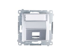 Simon 54 Pokrywa gniazda teleinformatycznego pojedynczego RJ skośna z polem opisowym srebrny mat DKP1S.01/43