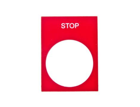Tabliczka opisowa czerwona prostokątna 30x40mm STOP ZB2BY2304