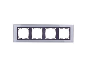 Simon 82 Ramka poczwórna szklana srebro/ ramka pośrednia grafit 82847-35
