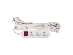 Przedłużacz z wyłącznikiem 3-gniazda z/u 10m /H05VV-F 3G1/ biały P1310