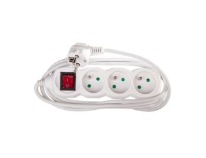 Przedłużacz z wyłącznikiem 3-gniazda z/u 2m /H05VV-F 3G1/ biały P1312
