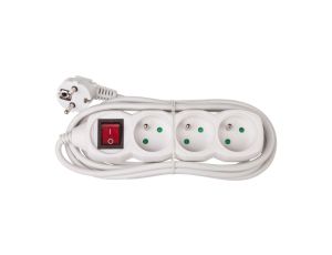 Przedłużacz z wyłącznikiem 3-gniazda z/u 3m /H05VV-F 3G1/ biały P1313