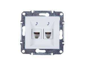 Sedna Gniazdo telefoniczne podwójne RJ11 białe SDN4201121