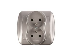 Simon Akord Gniazdo podwójne z/u 16A IP20 aluminium metalizowane AGZ2/26