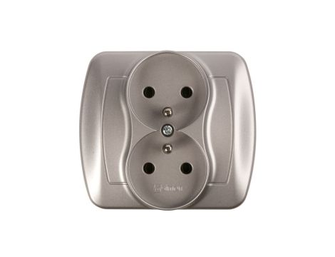 Simon Akord Gniazdo podwójne z/u 16A IP20 aluminium metalizowane AGZ2/26