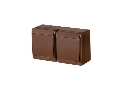 Hermes Gniazdo hermetyczne podwójne z/u 16A IP44 brązowe GNT 0322-06