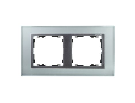 Simon 82 Ramka podwójna pozioma kamień srebro/ ramka pośrednia aluminium mat 82927-62