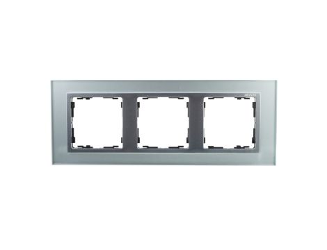 Simon 82 Ramka potrójna pozioma szklana srebro/ ramka pośrednia aluminium mat 82937-62