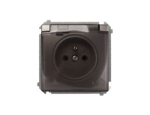 Simon Basic Gniazdo bryzgoszczelne z/u IP44 z klapką dymną stal inox BMGZ1B.01/21a