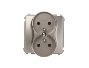 Simon Basic Gniazdo podwójne z/u 16A IP20 stal inox BMGZ2M.01/21