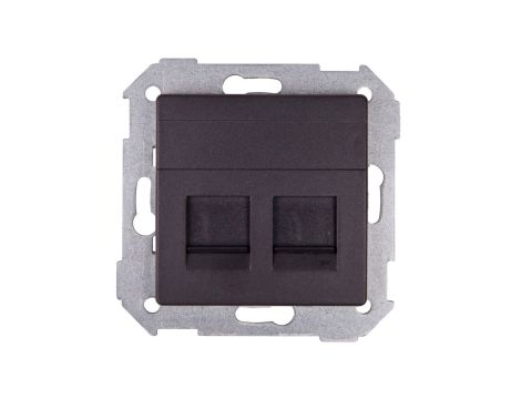 Simon 82 Pokrywa gniazda komputerowego podwójnego 2xRJ45 płaska z adapterem i przesłoną grafit 82006-38