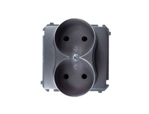Simon Basic Gniazdo podwójne b/u 16A IP20 stal inox BMG2M.01/21