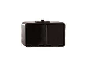 Cedar Gniazdo hermetyczne podwójne z/u 16A IP44 czarne Nt-230H NT230H05