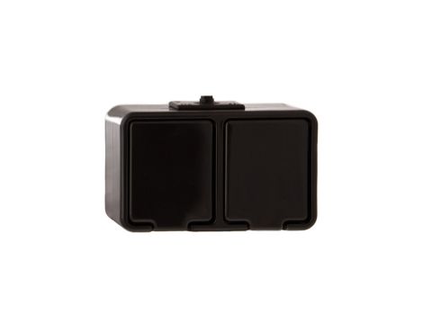 Cedar Gniazdo hermetyczne podwójne z/u 16A IP44 czarne Nt-230H NT230H05