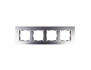 Simon 82 Ramka poczwórna pozioma metalowa aluminium/ ramka pośrednia aluminium mat 82947-33