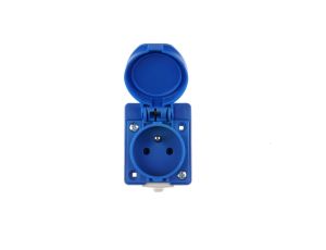 Gniazdo tablicowe 10/16A 2P+Z 230V IP54 niebieskie /z puszką/ 104-0hp