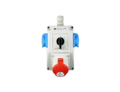 Zestaw instalacyjny z gniazdem 16A 5P+2x2P+Z (0-1) czerwony ZI04R211