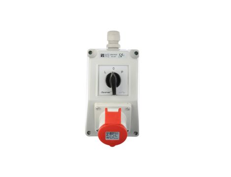 Zestaw instalacyjny z gniazdem 16A 4P (L-0-P) czerwony ZI02R121