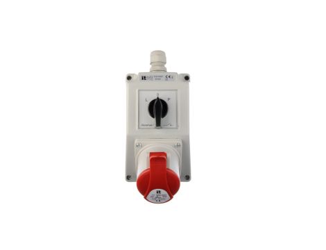 Zestaw instalacyjny z gniazdem 32A 4P (L-0-P) czerwony ZI02R361