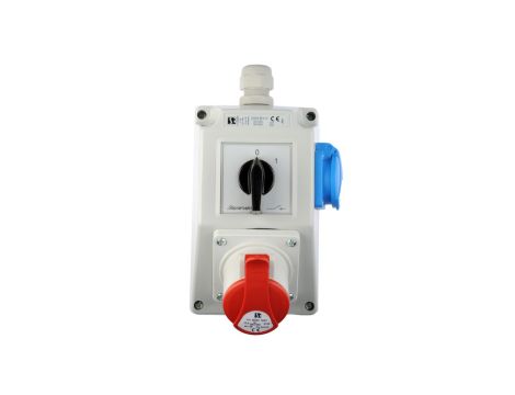 Zestaw instalacyjny z gniazdem 16A 3P+Z+2P+Z (0-1) czerwony ZI03\R111