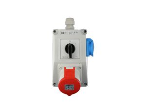 Zestaw instalacyjny z gniazdem 32A 4P+2P+Z (0-1) czerwony ZI05R341