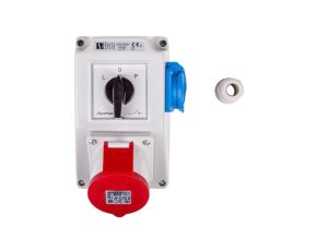 Zestaw instalacyjny z gniazdem 32A 4P+2P+Z (L-0-P) czerwony ZI05R361