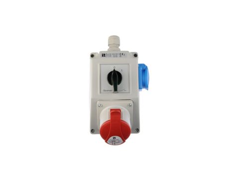 Zestaw instalacyjny z gniazdem 16A 5P+2P+Z (0-1) czerwony ZI03R211