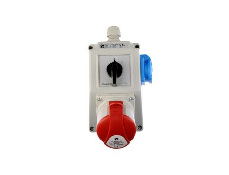 Zestaw instalacyjny z gniazdem 32A 5P+2P+Z (0-1) czerwony ZI05R441