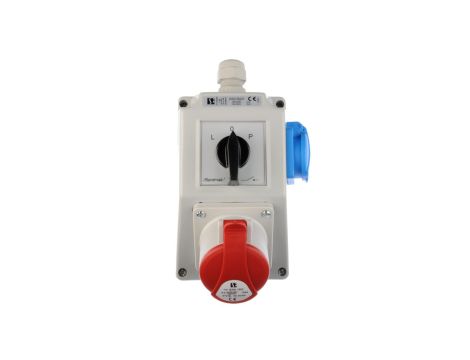 Zestaw instalacyjny z gniazdem 16A 5P+2P+Z (L-0-P) czerwony ZI03R221